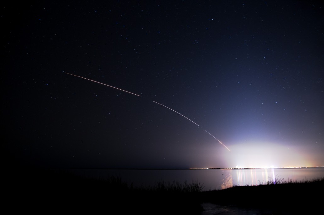 Three images were stacked to get this composite of my view of the launch.